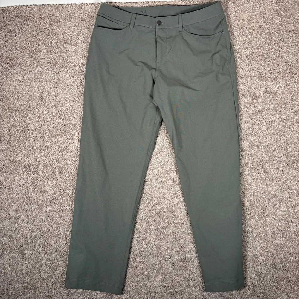 Lululemon Commission Slim-Fit Pant Warpstreme Sage Grey Green LM5AQHS Mens 34